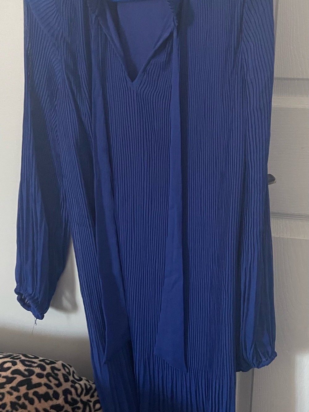 DKNY Royal Blue Pleated Midi Dress